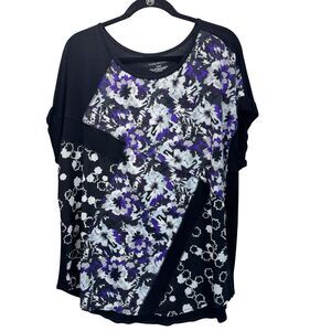 Lane Bryant Women's Knit Top Shirt 18/20 Plus Floral Colorblock Dolman Sleeve